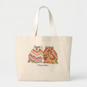 Bolso De Tela Gigante Tote lindo-me encantan los gatos gordos-2