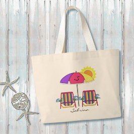 Bolso De Tela Gigante Tote luminoso Sun Umbrella Beach