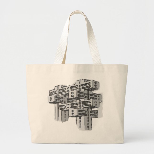 Bolso De Tela Gigante Tote modernista del bosquejo de la arquitectura (Frente)