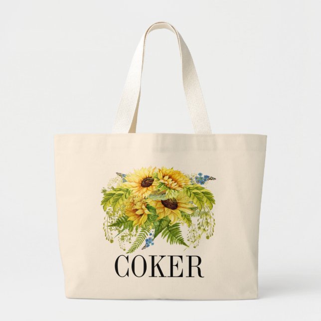 Bolso De Tela Gigante Tote Monograma de girasol (Frente)