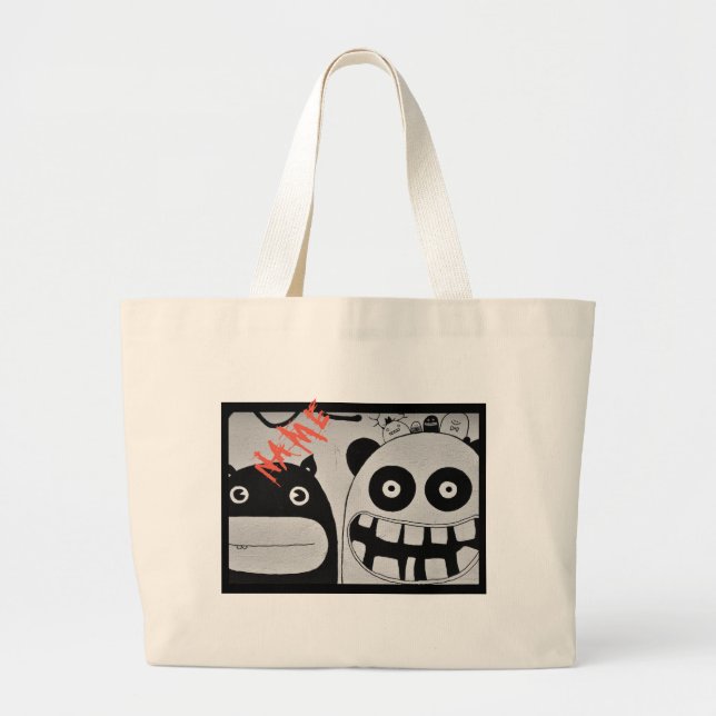Bolso De Tela Gigante TOTE MONSTRUO FELIZ DE COTTON Bag CON NOMBRE (Frente)