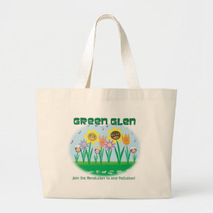 Bolso De Tela Gigante Tote orgánico de la flora verde de la cañada