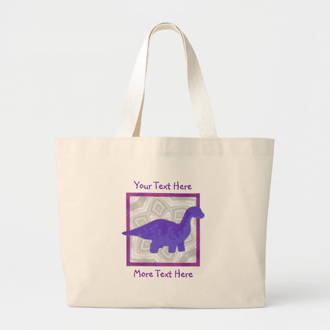 Bolso De Tela Gigante Tote púrpura de Dino (Frente)