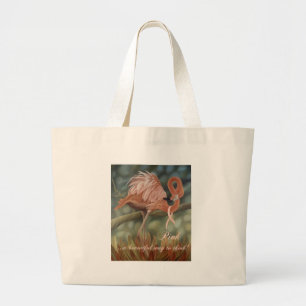 Bolso De Tela Gigante Tote rosado de pensamiento del flamenco
