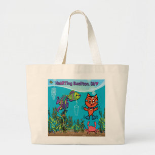 Bolso De Tela Gigante Tote - Scuba Cat - Buellton.Art