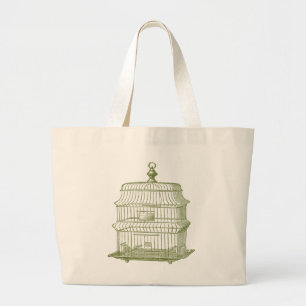 Bolso De Tela Gigante tote verde del jumbo del birdcage