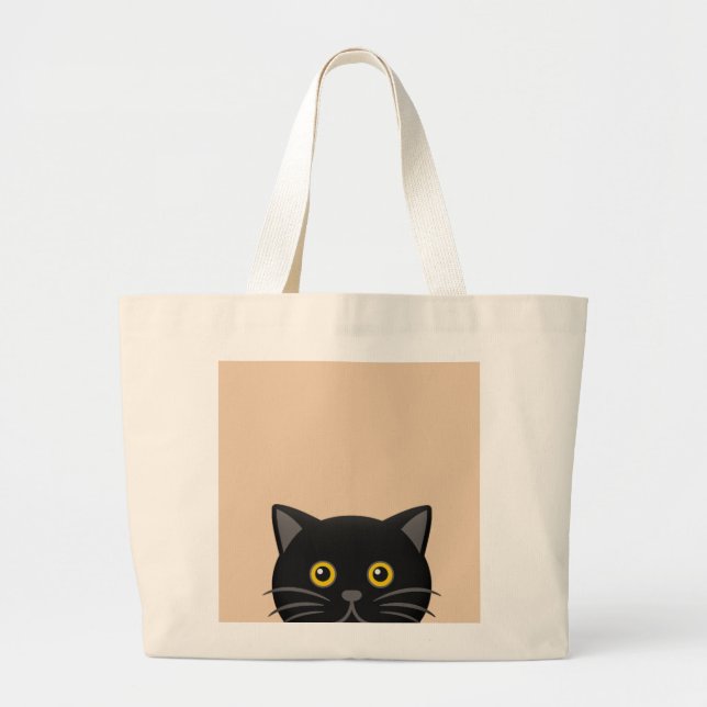 Bolso De Tela Gigante Totes DE HANDBAGS DE PEEKING CAT EN NEGRO (Frente)