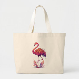 Bolso De Tela Gigante Tranquilo Flamingo Rosado De Pie Tranquila
