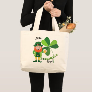 Bolso De Tela Gigante Travesuras Duende Trébol Día de San Patricio