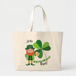Bolso De Tela Gigante Travesuras Duende Trébol Día de San Patricio