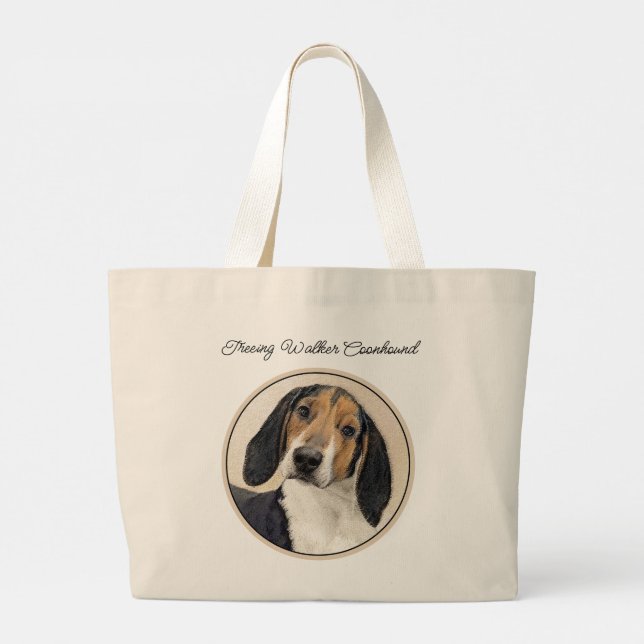 Bolso De Tela Gigante Treeing Walker Coonhound Pintando arte original de (Reverso)
