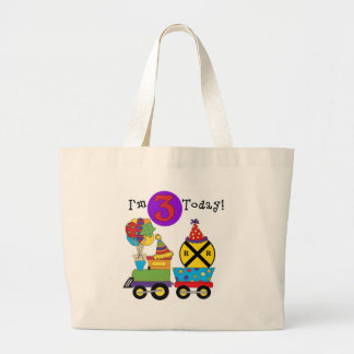 Bolso De Tela Gigante Tren de cumpleaños 3 camisetas de cumpleaños y reg