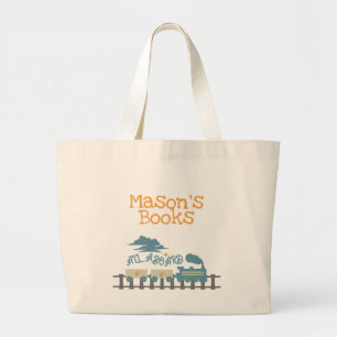 Bolso De Tela Gigante Tren de niños retro nombre biblioteca libro