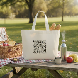 Bolso De Tela Gigante  Trendy graphic print black and white tote bag