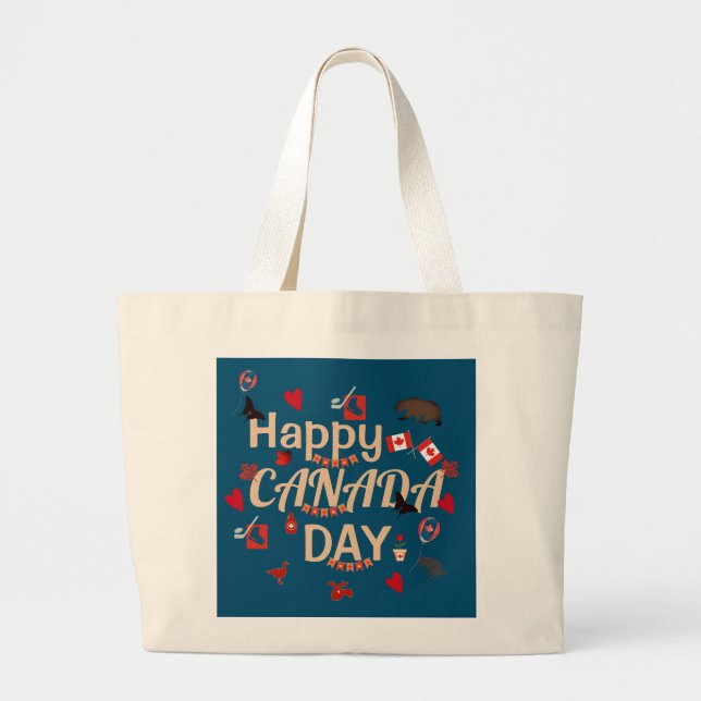 Bolso De Tela Gigante Trendy Happy Canada Day (Frente)