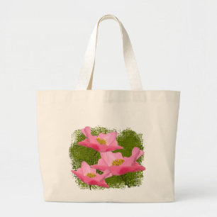 Bolso De Tela Gigante Tres amapolas rosadas flotantes en primer plano