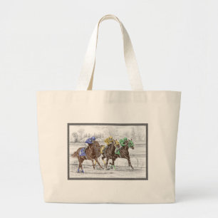 Bolso De Tela Gigante Tres carreras de caballos - Cuello y Cuello