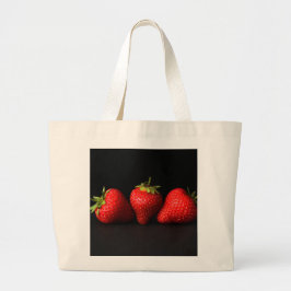 Bolso De Tela Gigante Tres Fresas Sobre Negro jtm