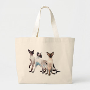 Bolso De Tela Gigante Tres gatos siameses