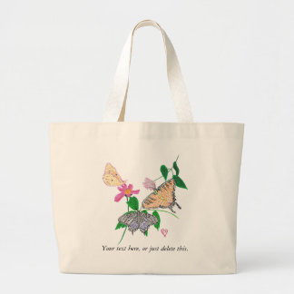 Bolso De Tela Gigante Tres Pointillism Butterflies Tu texto Tocan Bags