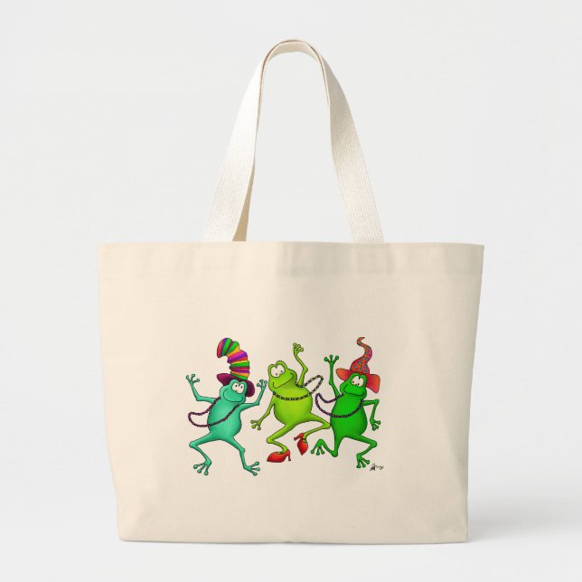 Bolso De Tela Gigante Tres ranas de baile (Frente)
