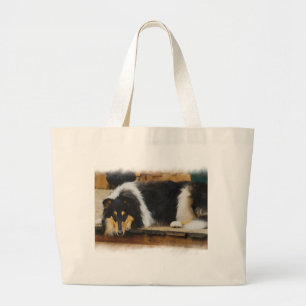 Bolso De Tela Gigante Tri regalos del collie del color del tote del arte
