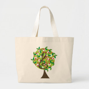 Bolso De Tela Gigante Tríbol musical Cherry Notes Tree Whimsical Nature