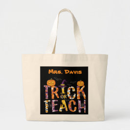 Bolso De Tela Gigante Trick o Teach/Halloween/Teacher/Laptop