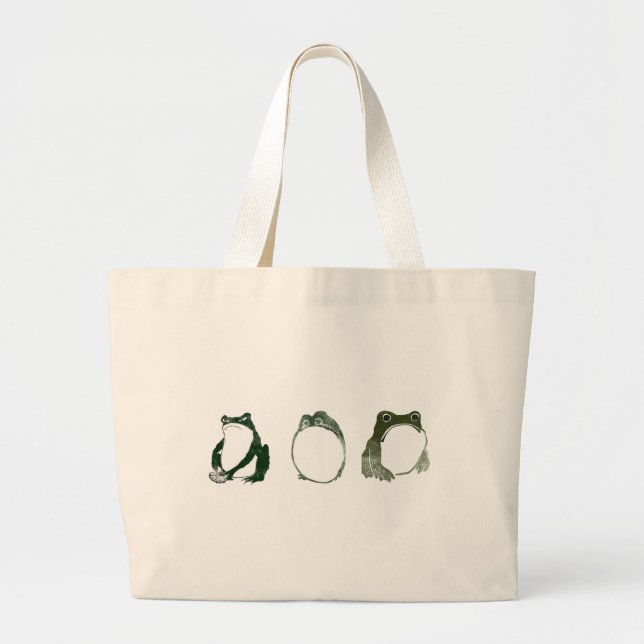 Bolso De Tela Gigante Trio de gruñones de ranas japonesas toads del sigl (Frente)