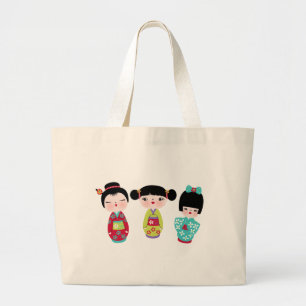 Bolso De Tela Gigante trío del kokeshi
