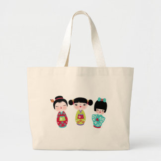 Bolso De Tela Gigante trío del kokeshi
