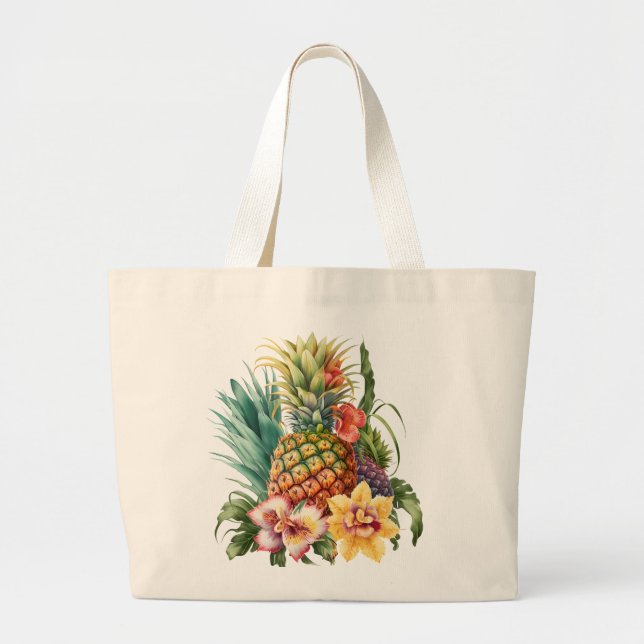 Bolso De Tela Gigante Tropical Pineapple Fruit  (Frente)