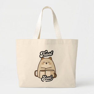 Bolso De Tela Gigante Trust Soul – Gato Kawaii y Tazas Zen