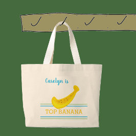 Bolso De Tela Gigante Tu nombre es TOP BANANA, diversión, rayas, compras