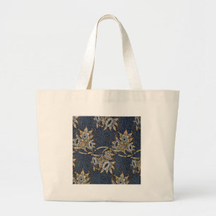 Bolso De Tela Gigante Tulipán de sauce patrón azul floral de William Mor
