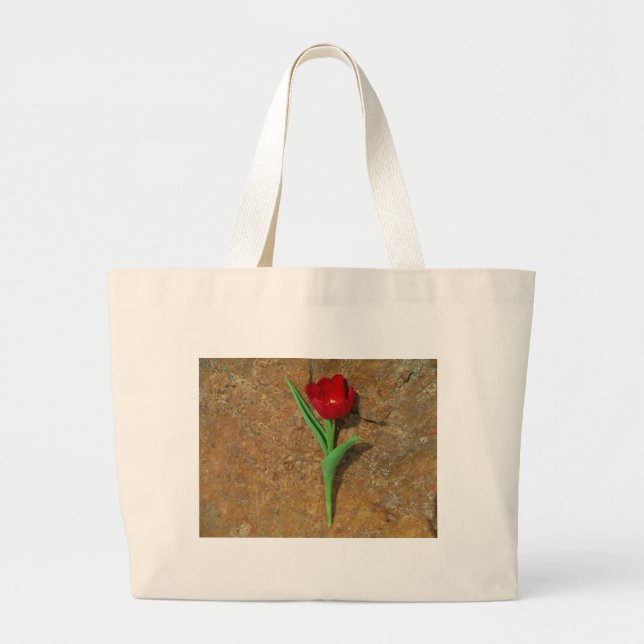 Bolso De Tela Gigante Tulipán rojo y amarillo (Frente)