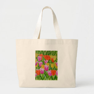 Bolso De Tela Gigante Tulipanos