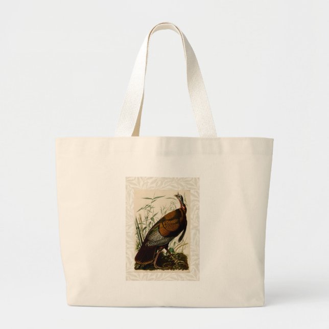 Bolso De Tela Gigante Turkey Wild Audubon Bird Painting (Frente)