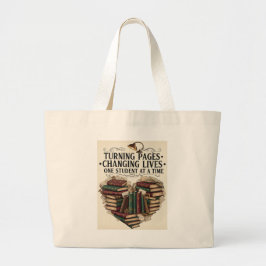 Bolso De Tela Gigante Turning Pages Changing Lives | Vintage Book Heart 