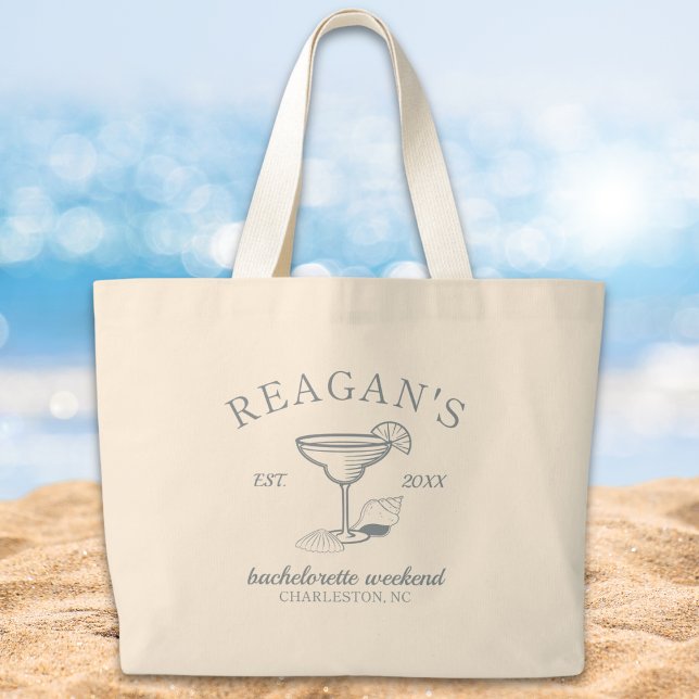 Bolso De Tela Gigante "Último brindis en la costa" Despedida de soltera  ("last toast on the coast" bachelorette party girls weekend personalized tote beach bag party favor)