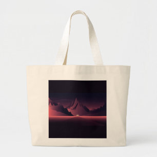 Bolso De Tela Gigante Un ilustracion de atardecer de montaña