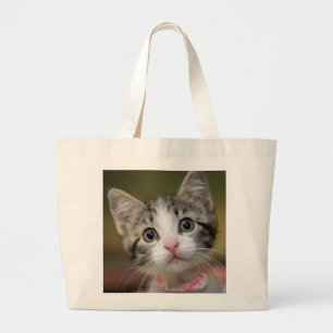 Bolso De Tela Gigante Un lindo gatito con ojos verdes