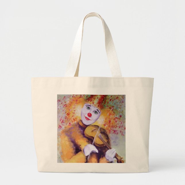 Bolso De Tela Gigante Un payaso dulce tocando el violín (Frente)