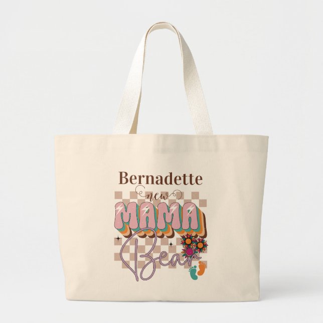 Bolso De Tela Gigante Una nueva mamá retro lindo para ser regalo con nom (Frente)