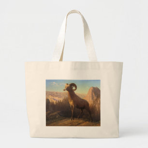 Bolso De Tela Gigante una oveja montañosa rocosa, Bierstadt Albert