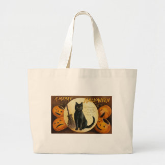Bolso De Tela Gigante Una tarjeta de gato de Feliz Halloween