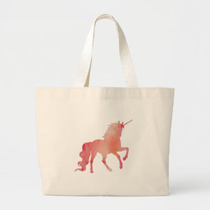 BOLSO DE TELA GIGANTE UNICORNIO COLOR DE ROSA DE LA ACUARELA DEL