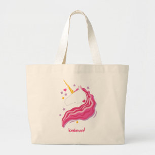 Bolso De Tela Gigante Unicornio mágico rosado personalizado