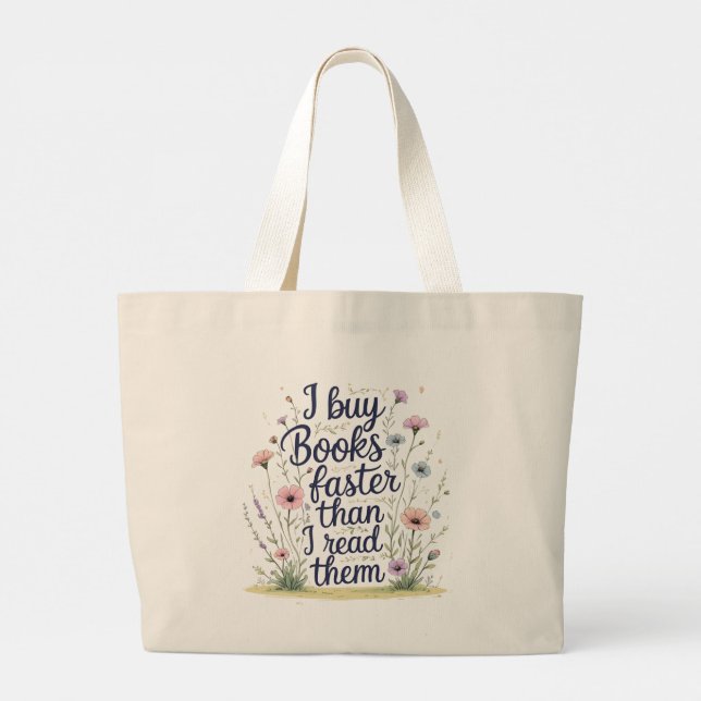 Bolso De Tela Gigante Unread Books & Ambition – Double-Sided Book Lover  (Reverso)