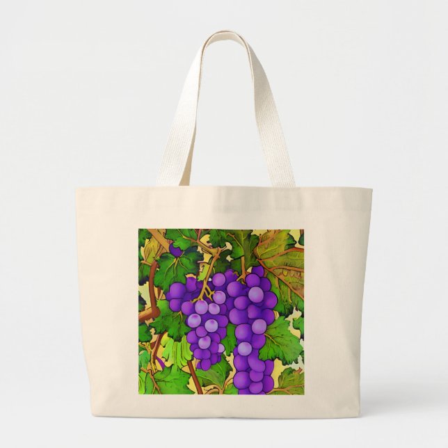 Bolso De Tela Gigante Uvas moradas en la uva (Frente)